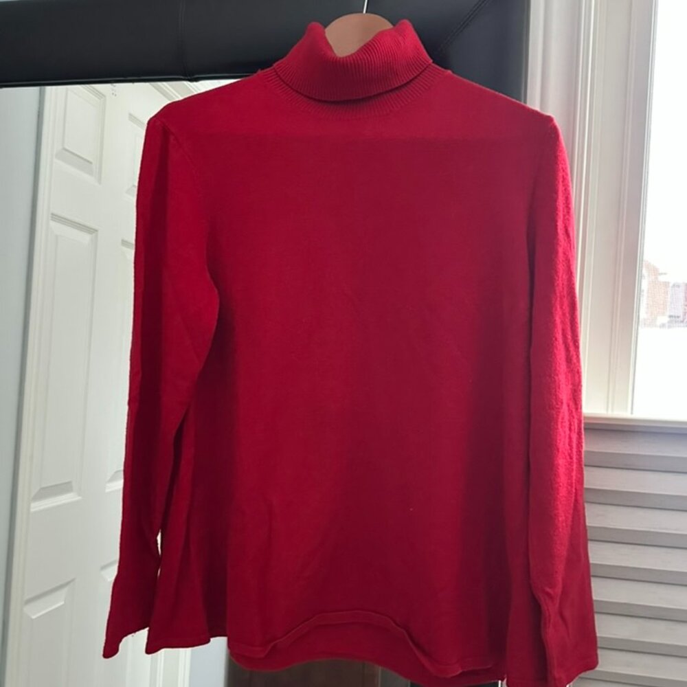 Cashmere Blend Red Turtleneck, Size L